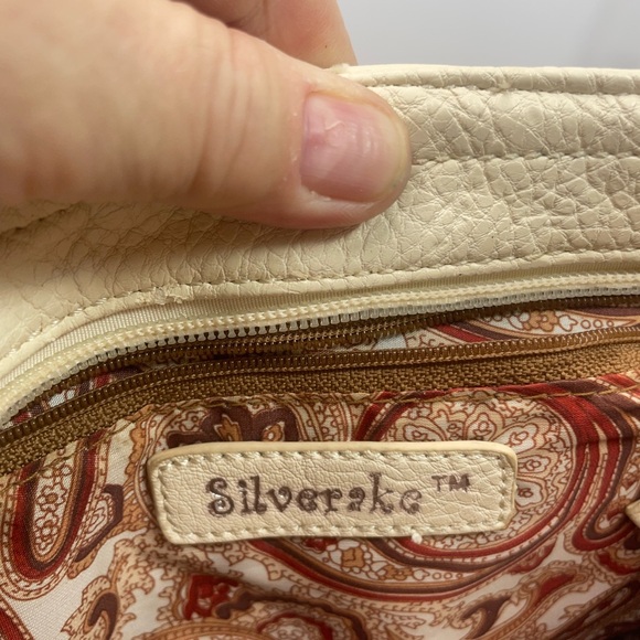 Silverake Cream Leather Quilted & Rhinestone Embossed Purse - Picture 11 of 16